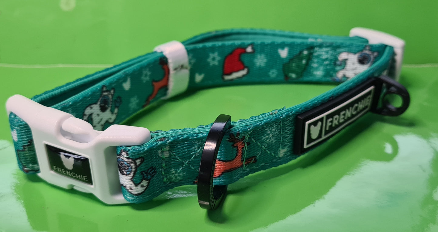 Frenchie Bulldog Dog Collar Abominable Snowman 2cm wide neoprene lining