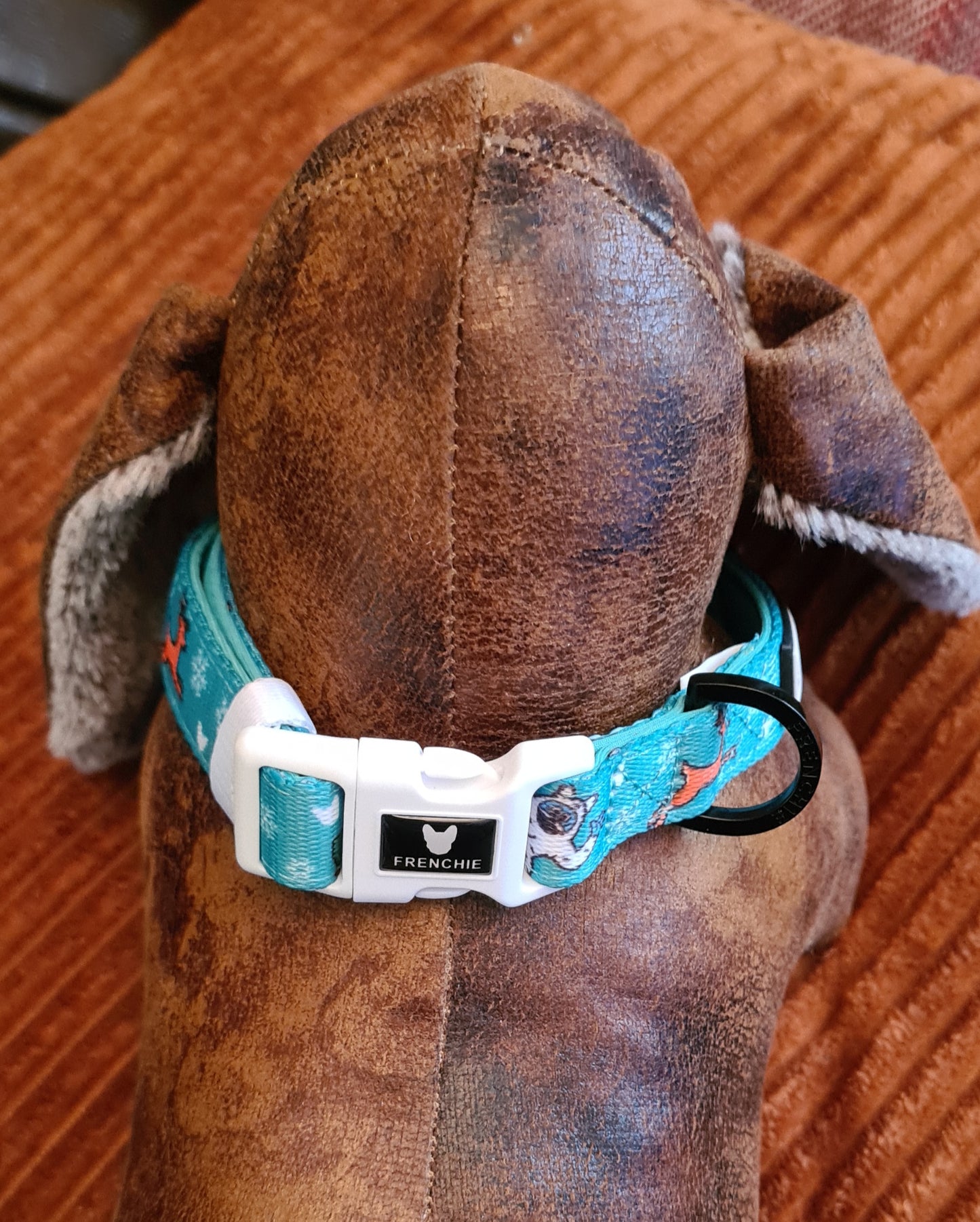 Frenchie Bulldog Dog Collar Abominable Snowman 2cm wide neoprene lining