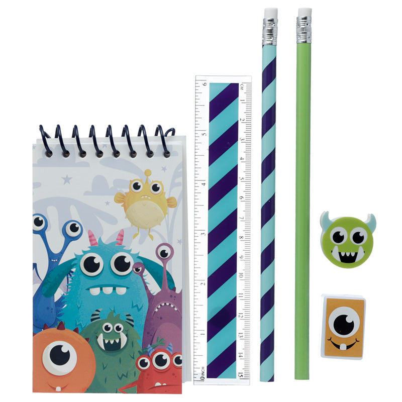 Monstarz Monster 7 Piece Clear Pencil Case Stationery Set