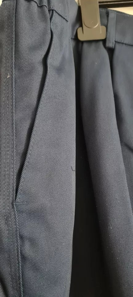 HI VIZ NAVY MEN'S WORK WEAR CARGO TROUSERS 300g Polyester Cotton reflective 48"