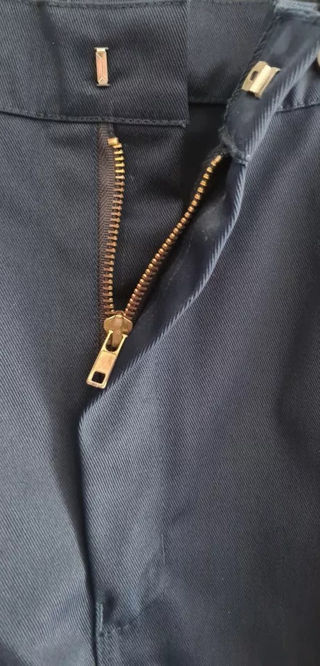 HI VIZ NAVY MEN'S WORK WEAR CARGO TROUSERS 300g Polyester Cotton reflective 48"