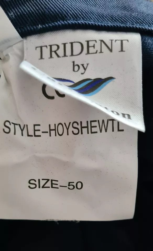 HI VIZ NAVY MEN'S WORK WEAR CARGO TROUSERS 300g Polyester Cotton reflective 50"