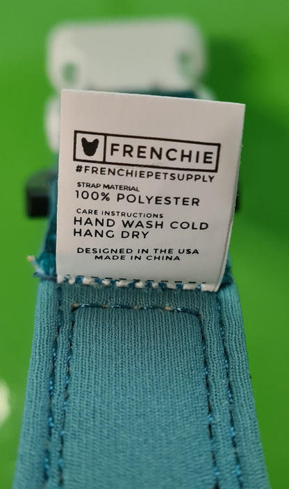 Frenchie Bulldog Dog Collar Blue Tie Dye 2cm wide neoprene lining