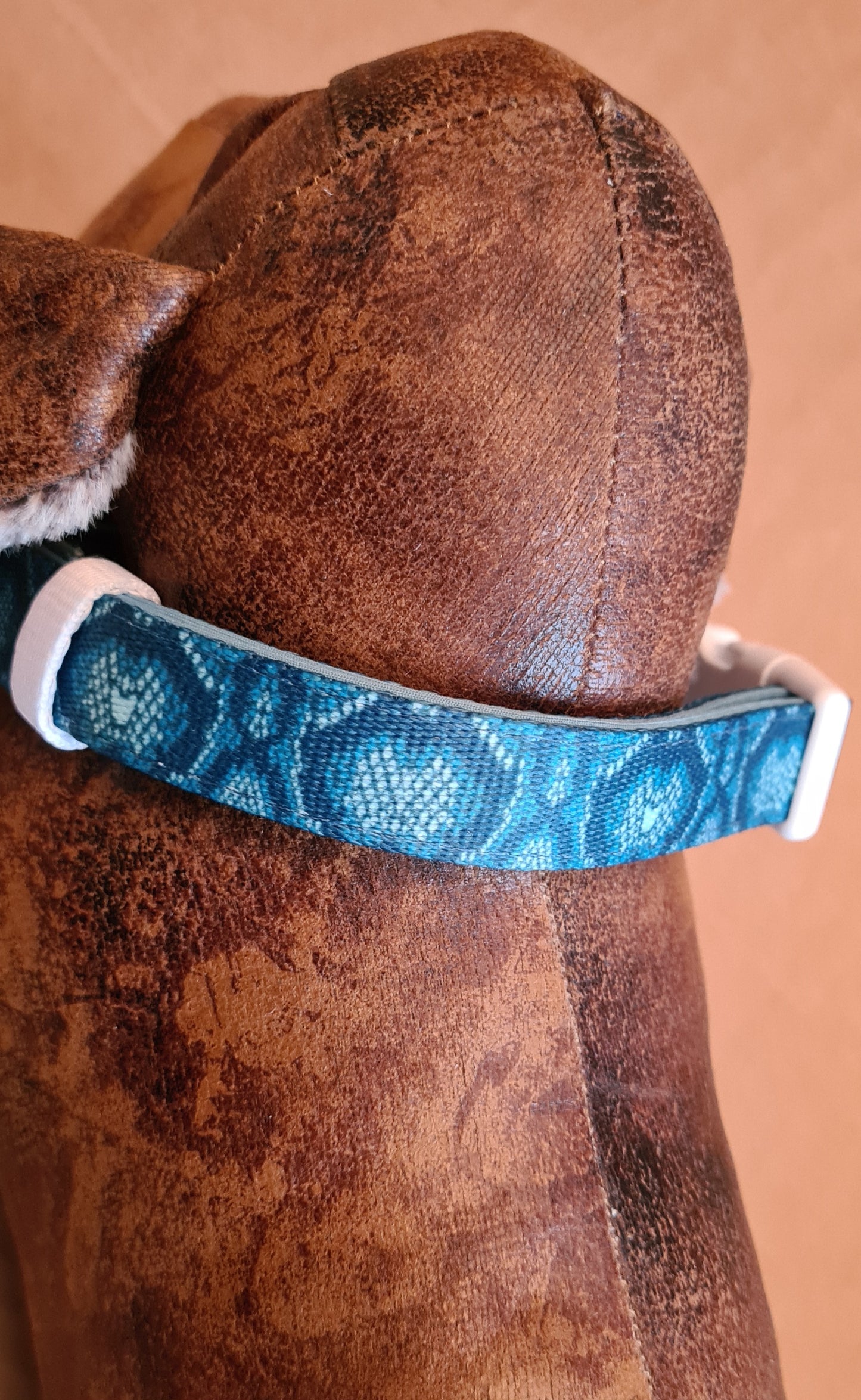 Frenchie Bulldog Dog Collar Snake Skin 2cm wide neoprene lining