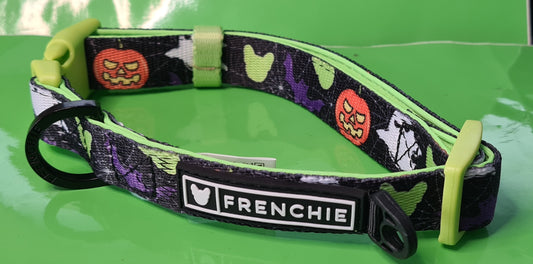 Frenchie Bulldog Dog Collar Halloween 2cm wide neoprene lining