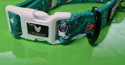 Frenchie Bulldog Dog Collar Abominable Snopwman 2cm wide neoprene lining