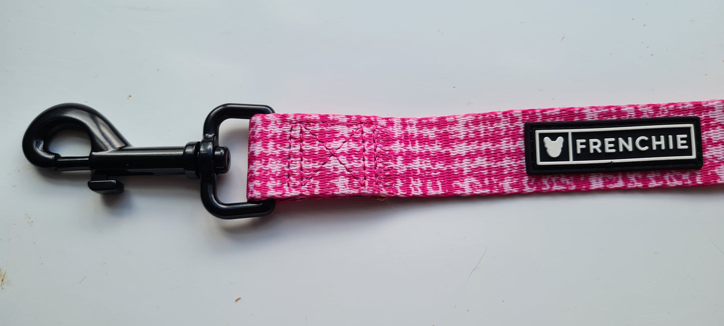 Frenchie Designer Dog Leash Lead - 'Pink Tweed' Comfort Handle Multicolor 5 Ft Long