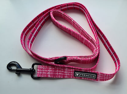 Frenchie Designer Dog Leash Lead - 'Pink Tweed' Comfort Handle Multicolor 5 Ft Long