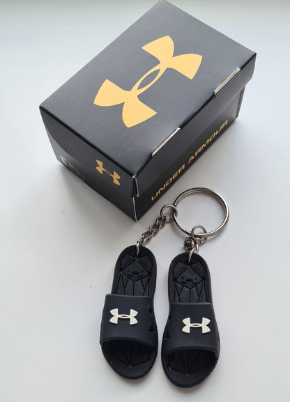 1 x UNDER ARMOUR Black/White MINI SLIDERS KEYRING WITH SHOE BOX