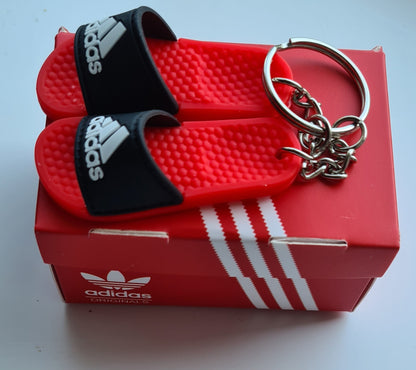 1 x Pair ADIDAS Red/Black MINI SLIDERS KEYRING WITH SHOE BOX