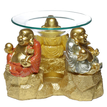 Resin Oil & Wax Burner - Lucky Glitter Laughing Chinese Buddha