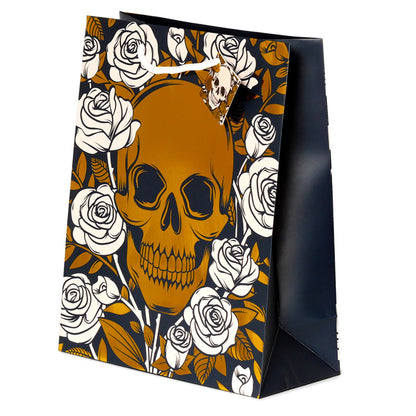 Gift Bag (Large) - Metallic Skulls and Roses