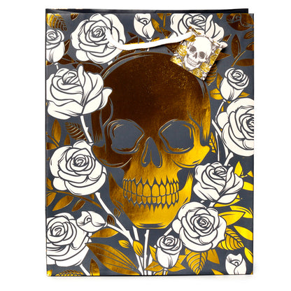 Gift Bag (Large) - Metallic Skulls and Roses