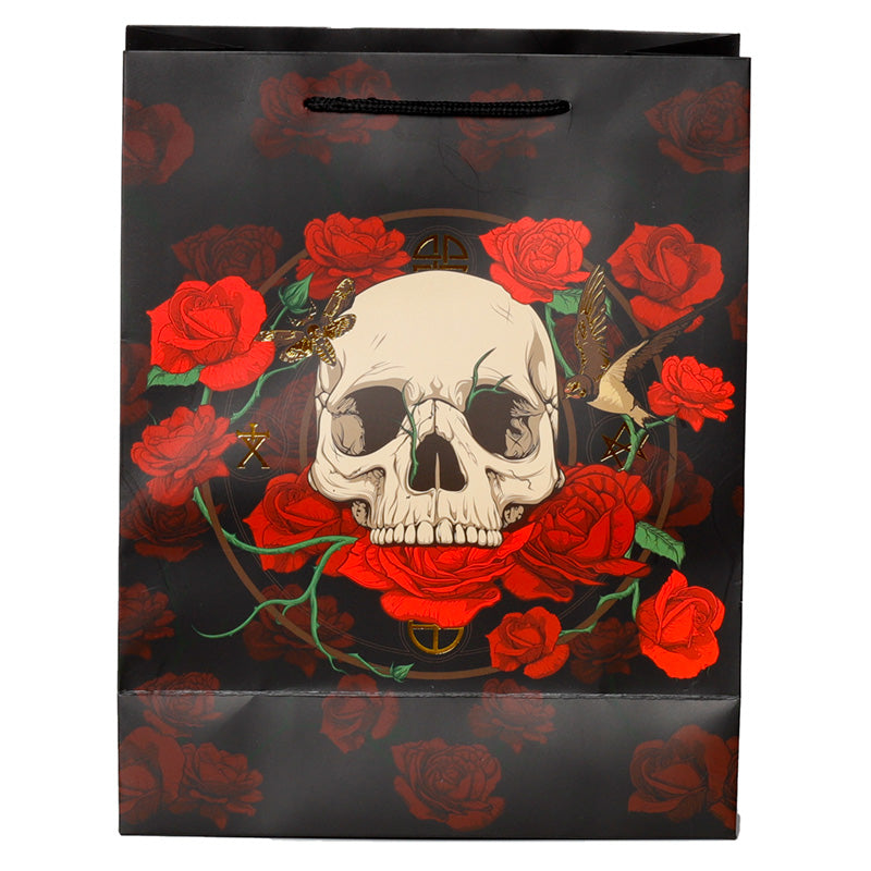 Gift Bag (Large) - Skulls and Roses Red Roses