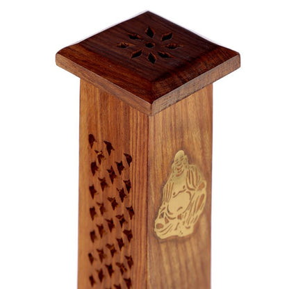 Sheesham Wood Ashcatcher Incense Tower Burner Chinese Buddha