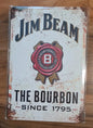 Jim Bean Retro Metal Sign 30cm x 20cm Bar Man Shed