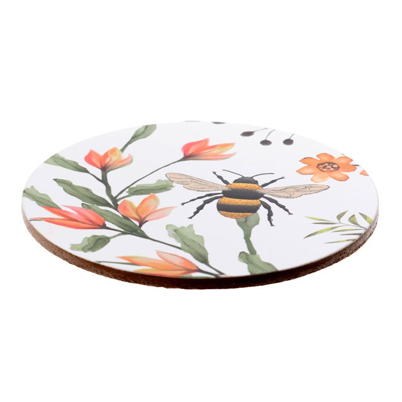 Set of 4 Cork Novelty Coasters - Nectar Meadows