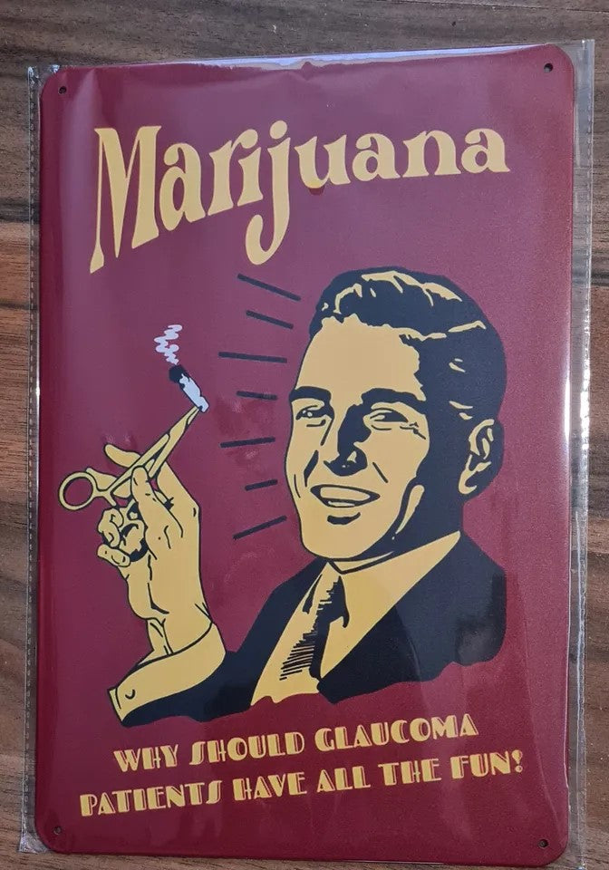 Marijuana Retro Metal Sign 30cm x 20cm Bar Man Shed