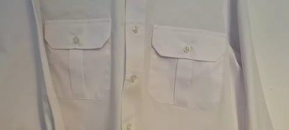 Men's Pilot Security Long Sleeve White Shirt Epaulette 2 pockets Size 18" 45cm