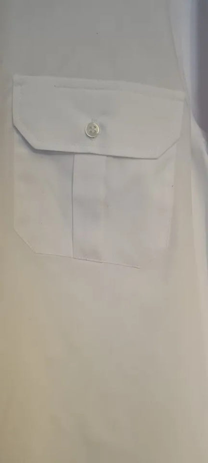 Men's Pilot Security Long Sleeve White Shirt Epaulette 2 pockets Size 18" 45cm