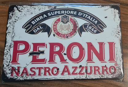 Peroni Retro Metal Sign 30cm x 20cm Bar Man Shed