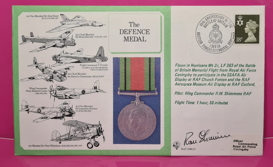 RAF DM 18 NI UK signed pilot stamp cover award of the Defence Medal to Airmen