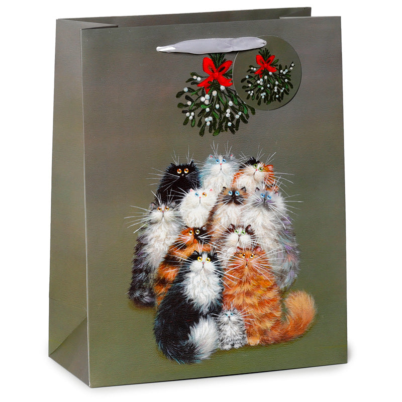 Gift Bag (Large) - Kim Haskins Christmas Mistletoe Cats