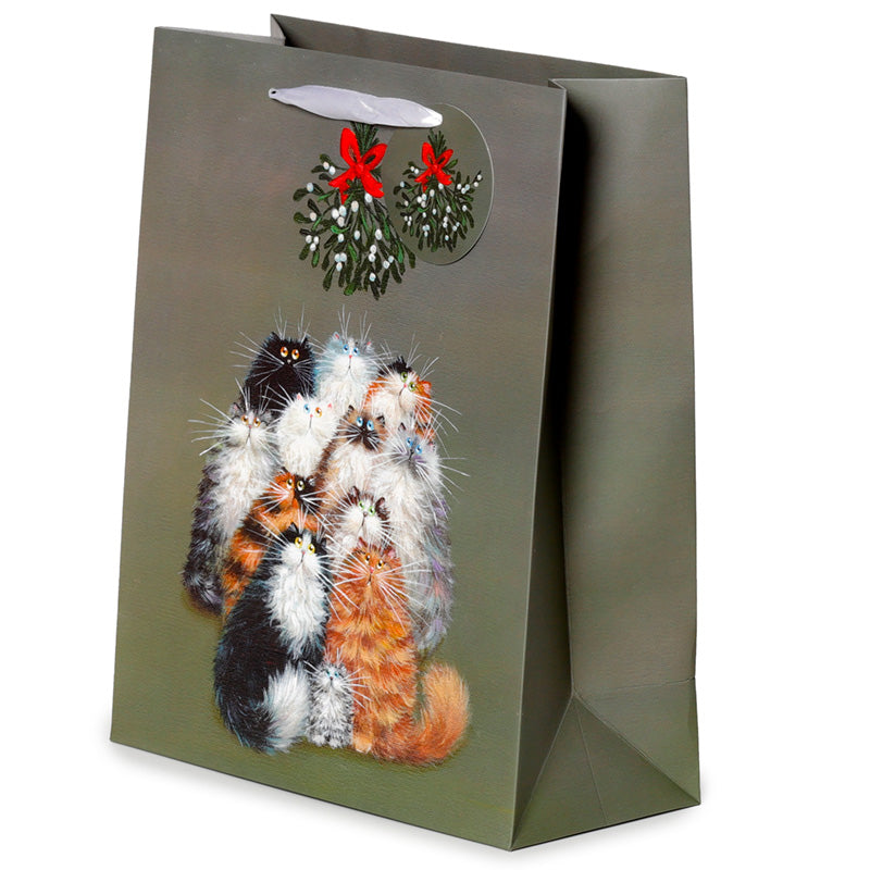 Gift Bag (Large) - Kim Haskins Christmas Mistletoe Cats