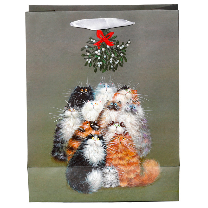 Gift Bag (Large) - Kim Haskins Christmas Mistletoe Cats