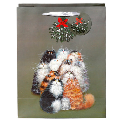 Gift Bag (Large) - Kim Haskins Christmas Mistletoe Cats