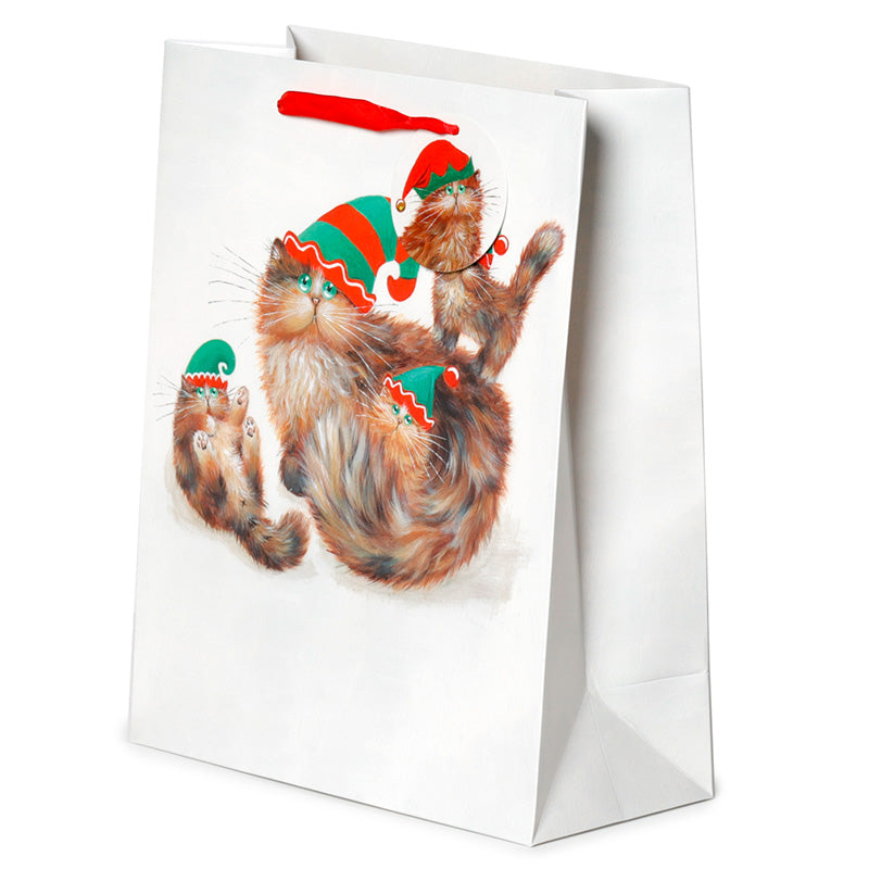 Gift Bag (Large) - Kim Haskins Christmas Elves Cats