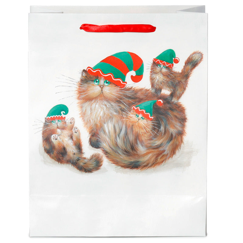 Gift Bag (Large) - Kim Haskins Christmas Elves Cats