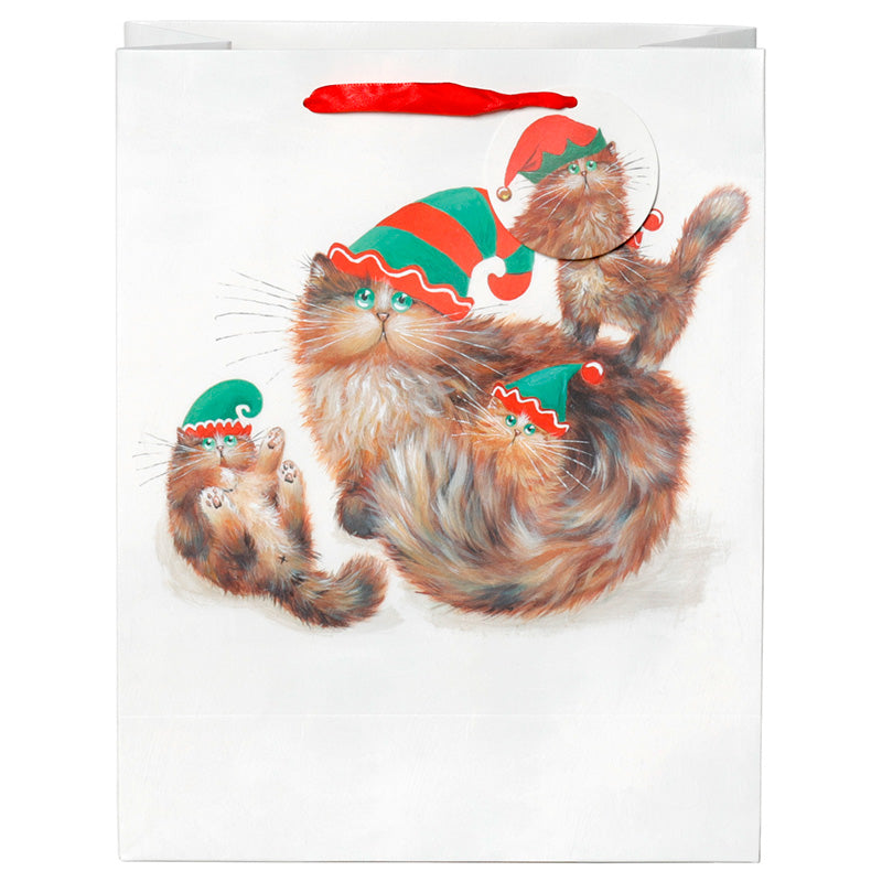 Gift Bag (Large) - Kim Haskins Christmas Elves Cats