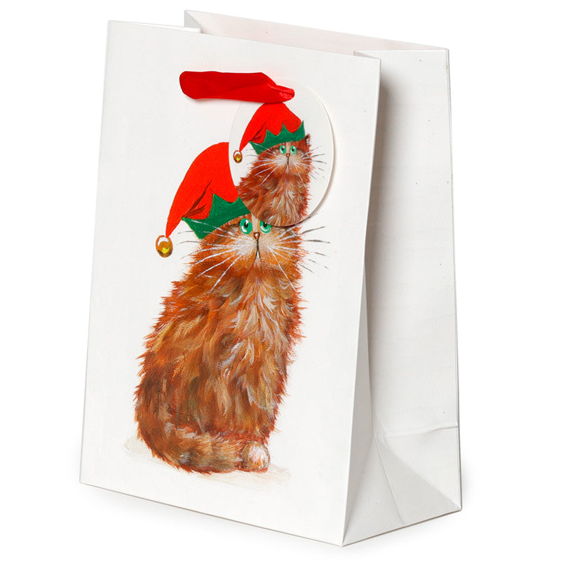 Gift Bag (Medium) - Kim Haskins Christmas Elves Cat