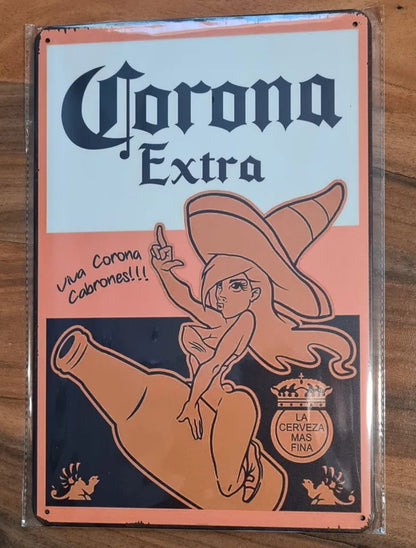 Corona Retro Metal Sign 30cm x 20cm Bar Man Shed