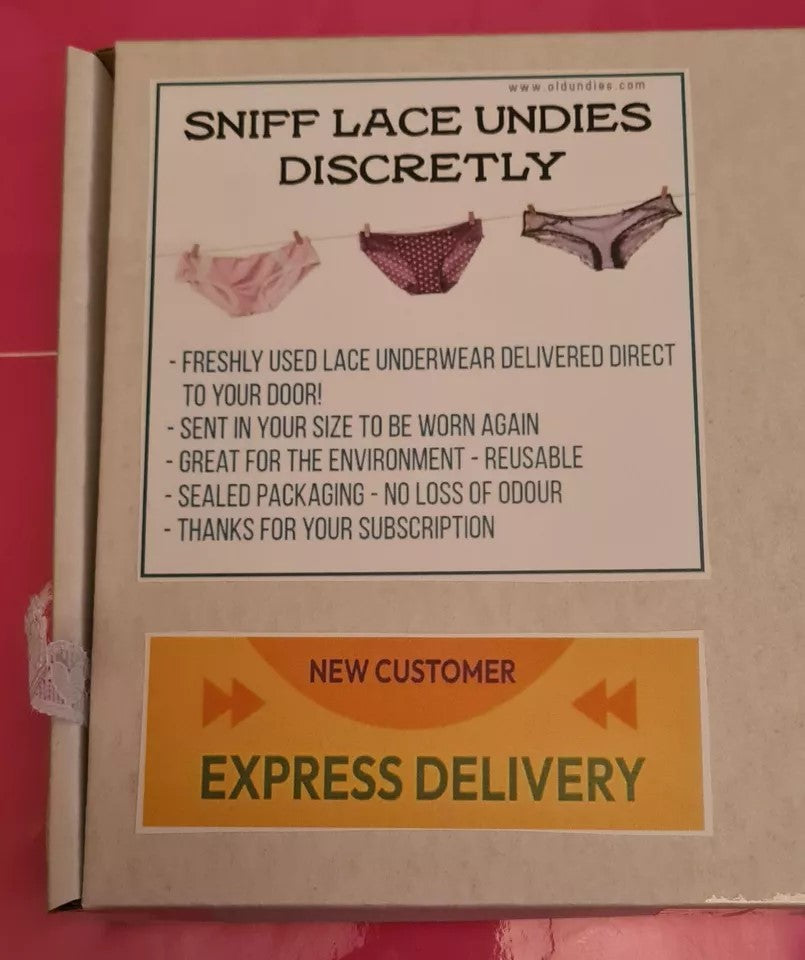 Funny LACE UNDIES SNIFFER Post Prank Mail Postal Package Adult Joke