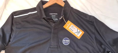 Portwest KX3 Black Short Sleeve Polo Shirt Work Wear - T820 Size: Medium