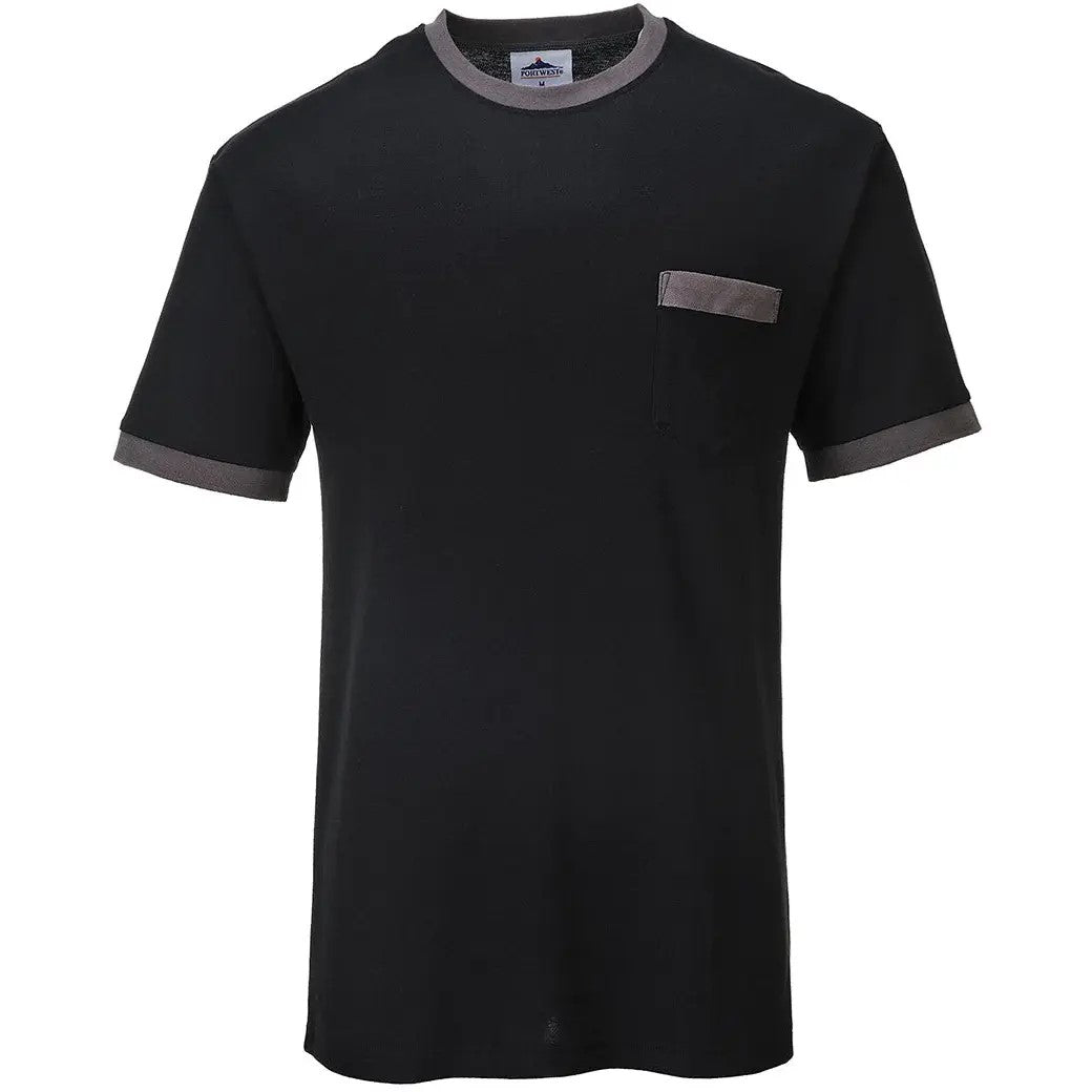 Portwest Black/Grey contrast lightweight comfortable work tee t-shirt TX22 Small