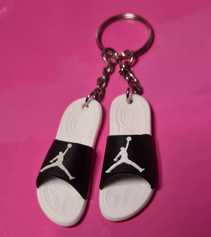 1 x NIKE AIR JORDAN Black/White MINI SLIDERS KEYRING WITH SHOE BOX