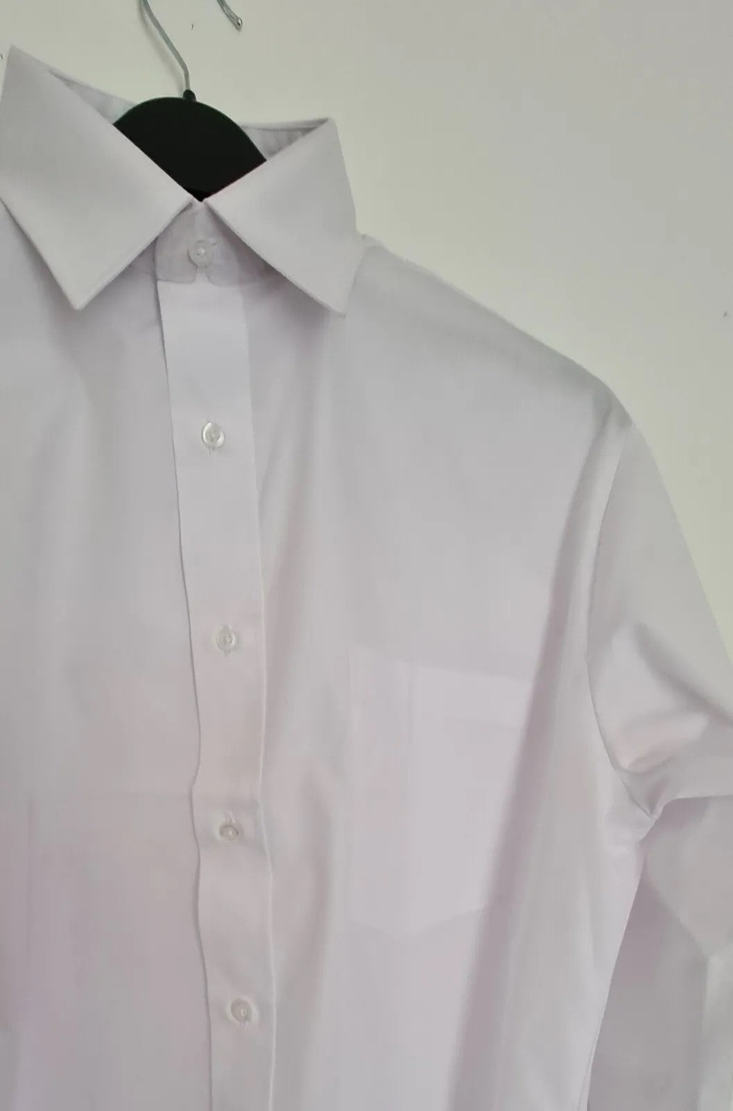 White Men Long Sleeve Cotton Polyester Business Work Shirt Size 15" 38cm 105gsm